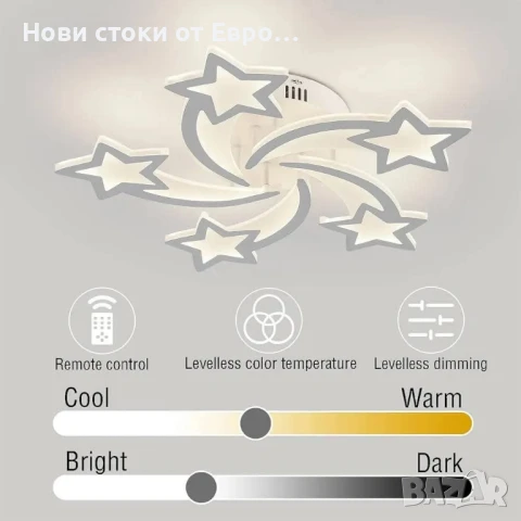 Детски таванни осветителни тела, димируеми LED таванни освет тела 50W, вгр лампа с 5-звездна форма, снимка 4 - Полилеи - 50663577