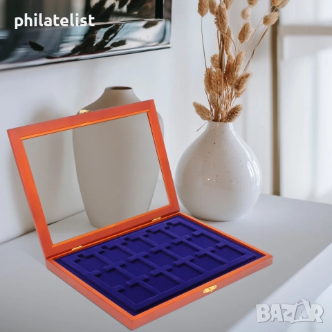 Луксозна дървена кутия витрина SAFE за 15 монети до 50 мм, снимка 4 - Нумизматика и бонистика - 37570087