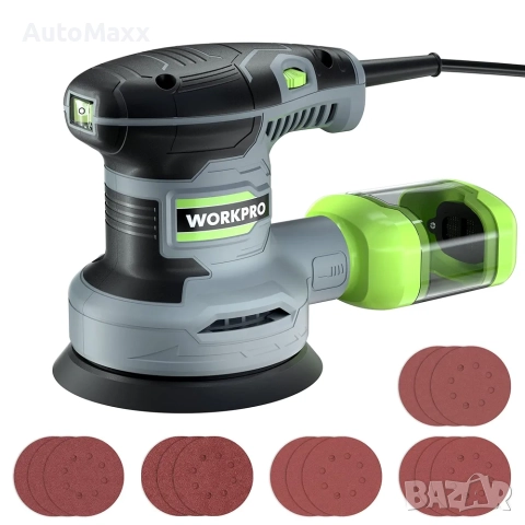 WORKPRO 5-инчова орбитална шлайфмашина, 6 променливи скорости  