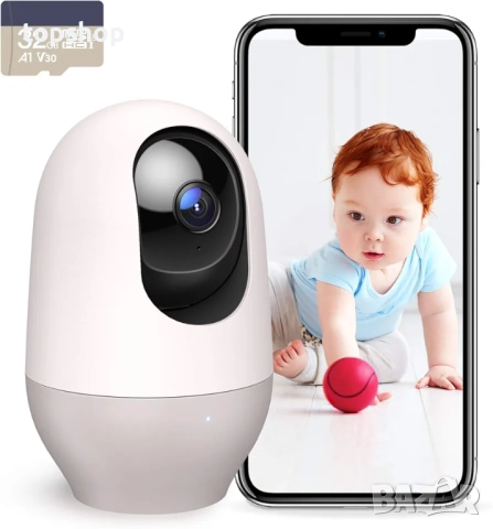 Чисто нова камера Nooie 360 ​​Cam 2, 2к резолюция, 8х увеличение. Бебефон, видеонаблюдение на дома..