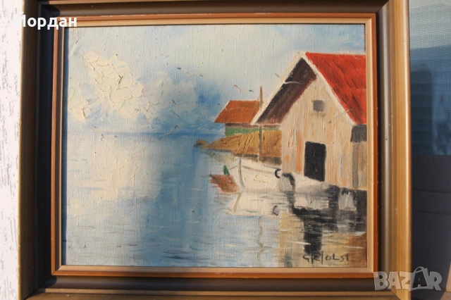 Стара картина масло върху платно 1951 година, снимка 9 - Картини - 53113484