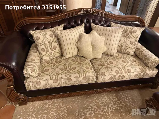 Два тройни Дивана Честърфилд, снимка 3 - Дивани и мека мебел - 49469085