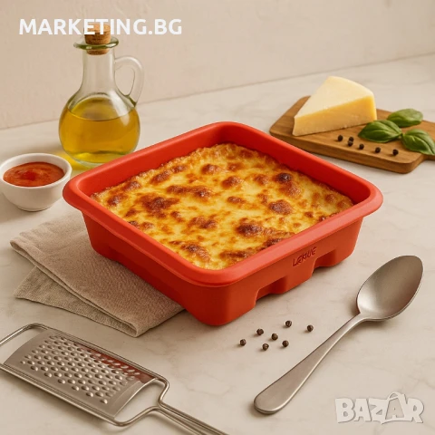 Форма за печене Lekue 27x27cm, силиконова, за лазаня, снимка 2 - Други - 50553521