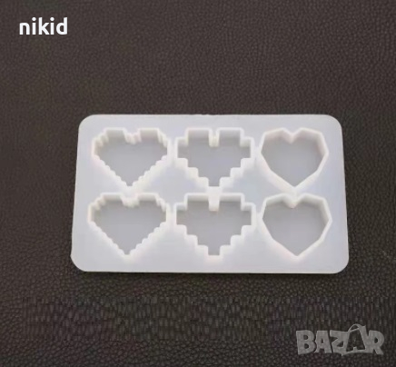 6 вида сърце сърца с ръбове силиконов молд форма фондан шоколад гипс смола , снимка 3 - Форми - 36174466