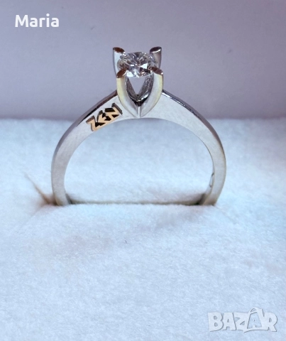 Дамски пръстен бяло злато и диамант, снимка 3 - Пръстени - 52470770