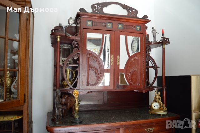 Старинен салонен бюфет сецесион, снимка 5 - Секции и витрини - 30878227