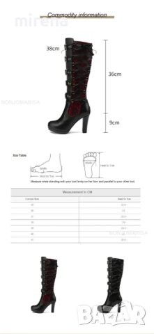 Косплей Ботуши на платформа за жени, висок ток, ленти, готически, снимка 4 - Дамски ботуши - 42618901