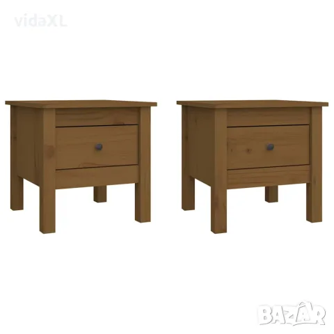 vidaXL Странични масички 2 бр меденокафяви 40x40x39 см бор масив