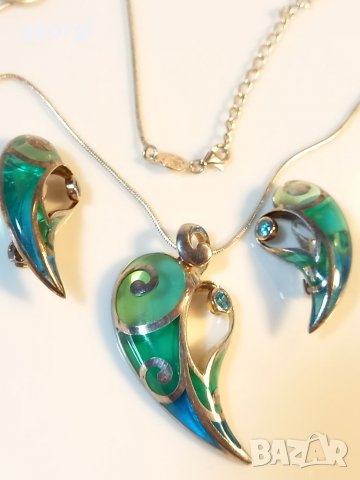 Сребърно колие с обици Murano, снимка 3 - Колиета, медальони, синджири - 39224936