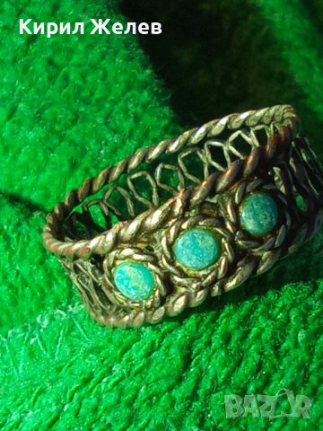 СТАРИНЕН ВЪЗРОЖДЕНСКИ ТЮРКОАЗЕН СРЕБЪРЕН ПРЪСТЕН РЪЧНА ФИЛИГРАННА ИЗРАБОТКА РЯДЪК 27300, снимка 3 - Антикварни и старинни предмети - 36858148