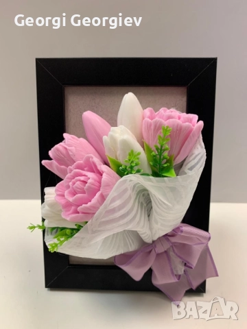 цветя изработени с глицеринов ароматен сапун и Българска роза Стара Загора,бивше кино Септември, снимка 18 - Декорация за дома - 52499815