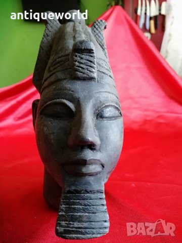 Уникална Статуя ФАРАОНСКА Глава ТЕРАКОТА Статуетка, снимка 3 - Антикварни и старинни предмети - 35917437
