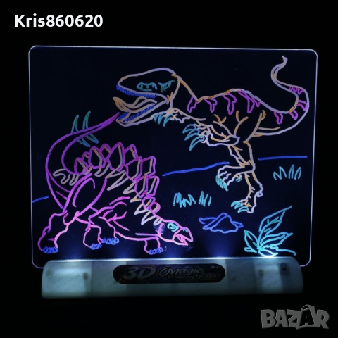 Магическа, светеща 3D дъска за рисуване с цветни маркери, снимка 1 - Образователни игри - 44727088