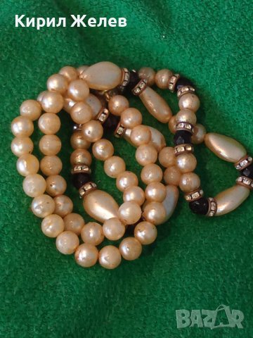 СТАРО ПЕРЛЕН ТИП РЕТРО АРТ ДЕКО КОЛИЕ ВИНТИДЖ ГЕРДАН с БРОНЗ ФАСЕТИРАН КРИСТАЛ ЦИРКОНИ 27135