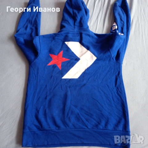 КАТО НОВ CONVERSE M/L QR-code 100% ОРИГИНАЛЕН суичър худи горница топ Royal Blue sweatshirt hoodie, снимка 2 - Суичъри - 53440465