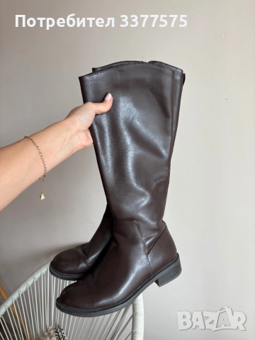Кафяви кожени ботуши 37 н, снимка 3 - Дамски ботуши - 52178457