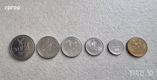 Грузия. Лот. 1, 2,5,10,20, 50 тетри. 1993 година. UNC. Чисто нови. 6 бройки., снимка 1