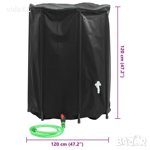 vidaXL Резервоар за вода с кран, сгъваем, 1350 л, PVC, снимка 10 - Напояване - 56146256