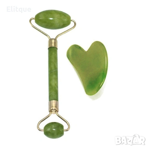 Нефритен масажор за лице с 2 ролки + плосък нефритен камък , снимка 5 - Други - 53448570