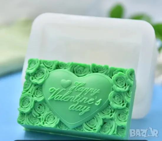 Молд Честит Свети Валентин за сапуни и свещи, снимка 3 - Форми - 47873740