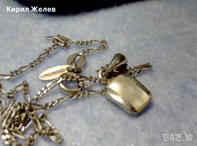 ЕЛЕГАНТЕН СЕДЕФЕН СРЕБЪРЕН МЕДАЛЬОН РОДИРАНО СРЕБРО 925 с ФИНА СРЕБЪРНА ВЕРИЖКА GOLDAS 925 40339, снимка 3 - Колиета, медальони, синджири - 50416944