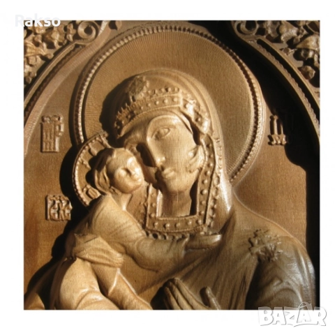 Дърворезба икона "Богорородица", снимка 3 - Икони - 51916189