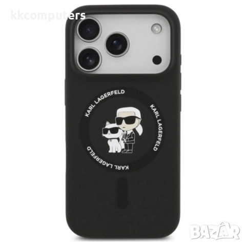 Оригинален кейс Karl Lagerfeld Silicone Double Heads And Circle MagSafe, За iPhone 17 Pro (6.3), Чер, снимка 2 - Калъфи, кейсове - 51825595