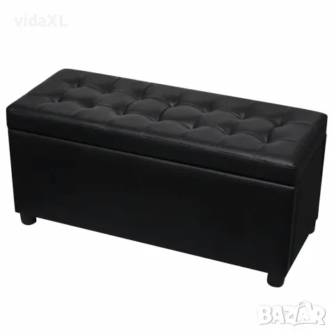 vidaXL Табуретка-ракла тип отоманка, изкуствена кожа, черна, снимка 2 - Ракли - 56146456
