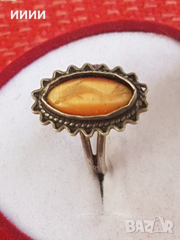 Сребърен пръстен с камък гема делфин