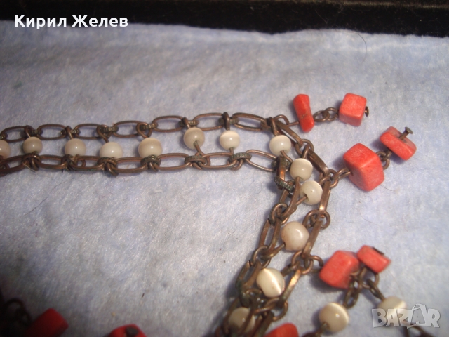 СТАРИ ЕТНОГРАФСКИ БРОНЗОВИ ОГЪРЛИЦА с ОБЕЦИ с МЪНИСТА КОТЕШКО ОКО и ЧЕРВЕН КОРАЛ РЪЧНА РАБОТА 26227, снимка 17 - Антикварни и старинни предмети - 36060987