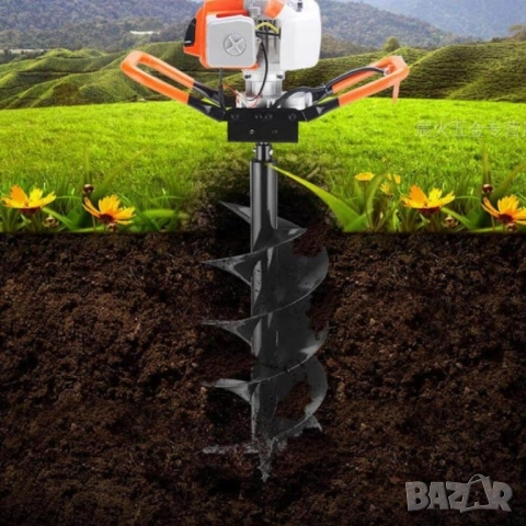 Бензинов свредел с мощен 68cc двигател, снимка 4 - Градинска техника - 52125803