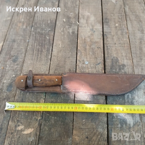 Стар кован нож с кожена кания, снимка 5 - Ножове - 55969231