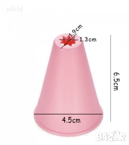 Пластмасов ръчен накрайник дюза пош шприц звезда за толумбички сладки гъсенички тесто крем бисквитки, снимка 3 - Форми - 28137240