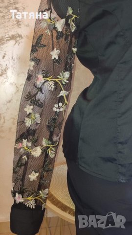 Риза с дантелени ръкави и бродерия и пола , снимка 3 - Ризи - 40608867