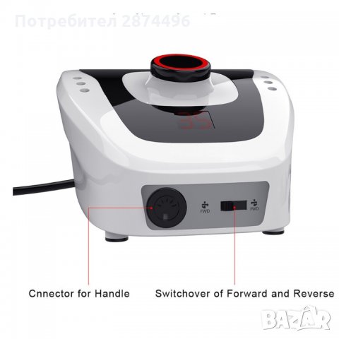 206A Професионална електрическа пила за маникюр и педикюр 35 000 оборота 32 вата, снимка 11 - Продукти за маникюр - 35789818