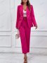 Дамски розово червен комплект професионален костюм Моден костюм от две части, снимка 1 - Костюми - 39608292