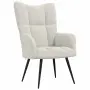 vidaXL Стол за релакс с табуретка, кремавобял, кадифе, снимка 6