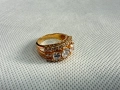 Дизайнерски сребърен пръстен с позлата и камъни. №7775, снимка 4