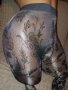 Сребрист клин- чорапогащник с черни флорални мотиви S,M, снимка 1 - Други - 39522904