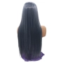Модерна синьо-сива права перука - 80 см с лейс фронт 13×4, снимка 10