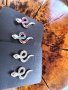 Сребърни минималистични обеци във форма на стилизирана змия, инкрустирани с цирконий, снимка 5