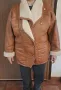 дамско палто кожух, естествена телешка кожа, кафяво супер, снимка 1