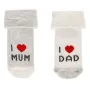 Бебешки чорапи сиво меланж и бяло I LOVE MUM  DAD - 2 чифта S_1231370, снимка 1