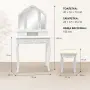 Бяла козметична тоалетка с три огледала и табуретка, снимка 7
