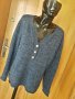 Тъмно синя дебела блуза плетиво с 3 копчета ХЛ, снимка 1 - Блузи с дълъг ръкав и пуловери - 34414955