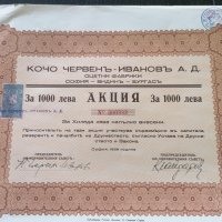 Акция | Кочо Червень - Ивановъ А.Д. (оцетни фабрики) | 1939г., снимка 2 - Други ценни предмети - 40521060