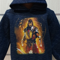 Нов детски суичър с дигитален печат Mortal Kombat, MK в цвят тъмносин меланж, снимка 7 - Детски анцузи и суичери - 36350797