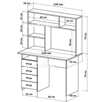 Бюро с надстройка,4 чекмеджета(код-1123), снимка 6 - Бюра - 40935790