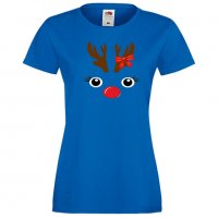 Дамска тениска Коледа DEER FACE LADY, снимка 4 - Тениски - 34691137