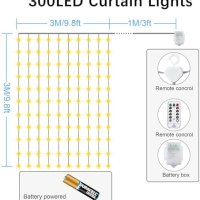 Нови 300 LED феерични светлини завеса за спалня 8 режима Декорация Дом Украса, снимка 4 - Други - 42517331